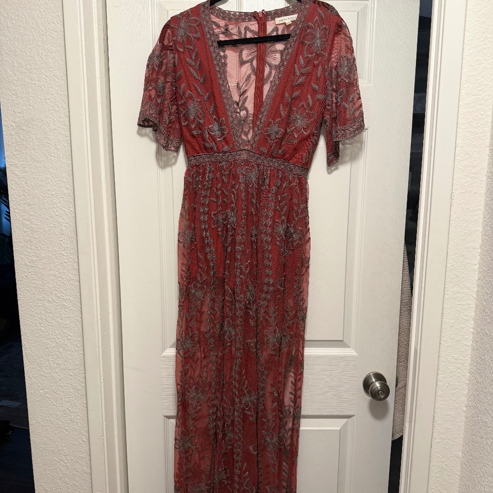 Lace mesh maxi dress